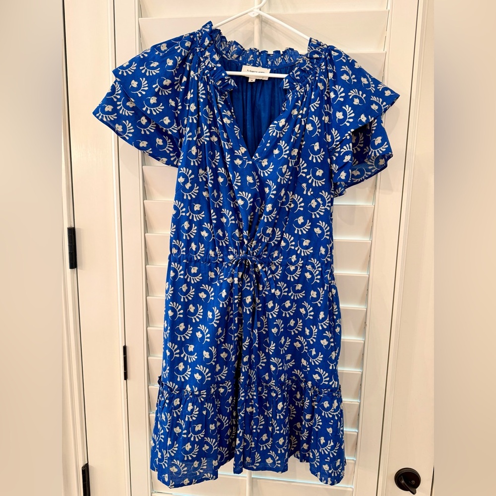 Elizabeth James The Label Blue Floral Drawstring Dress- medium